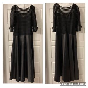 JS collections formal satin evening gown ribbed sheer top dress style 8193